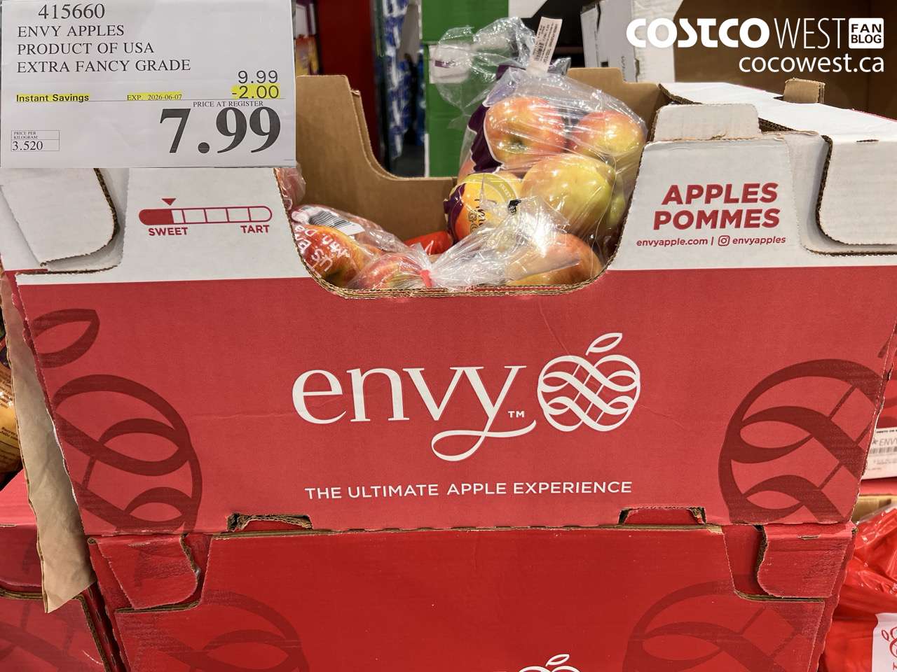 415660 ENVY APPLES PRODUCT OF USA EXTRA FANCY GRADE ($2.00 INSTANT SAVINGS EXPIRES ON 2026-06-07) $7.99