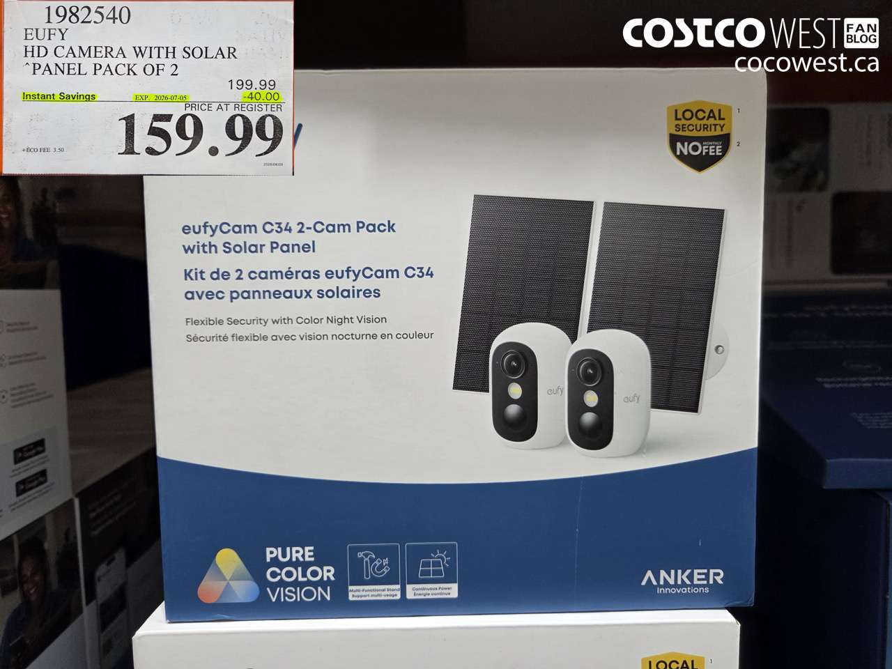 1982540 EUFY HD CAMERA WITH SOLAR PANEL PACK OF 2 ($40.00 INSTANT SAVINGS EXPIRES ON 2026-07-05) $159.99