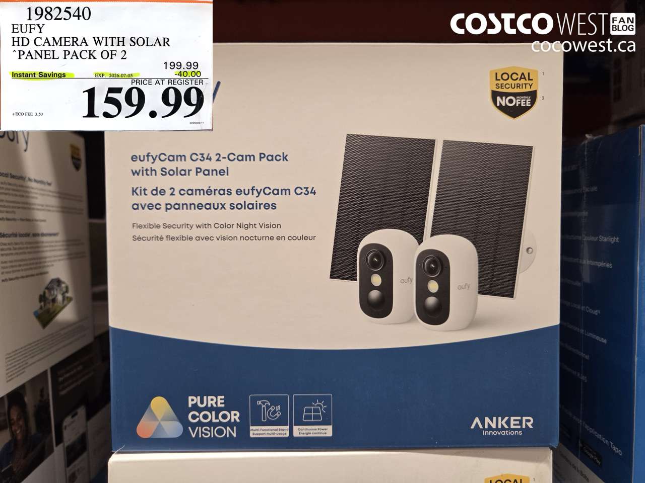 1982540 EUFY HD CAMERA WITH SOLAR PANEL PACK OF 2 ($40.00 INSTANT SAVINGS EXPIRES ON 2026-07-05) $159.99