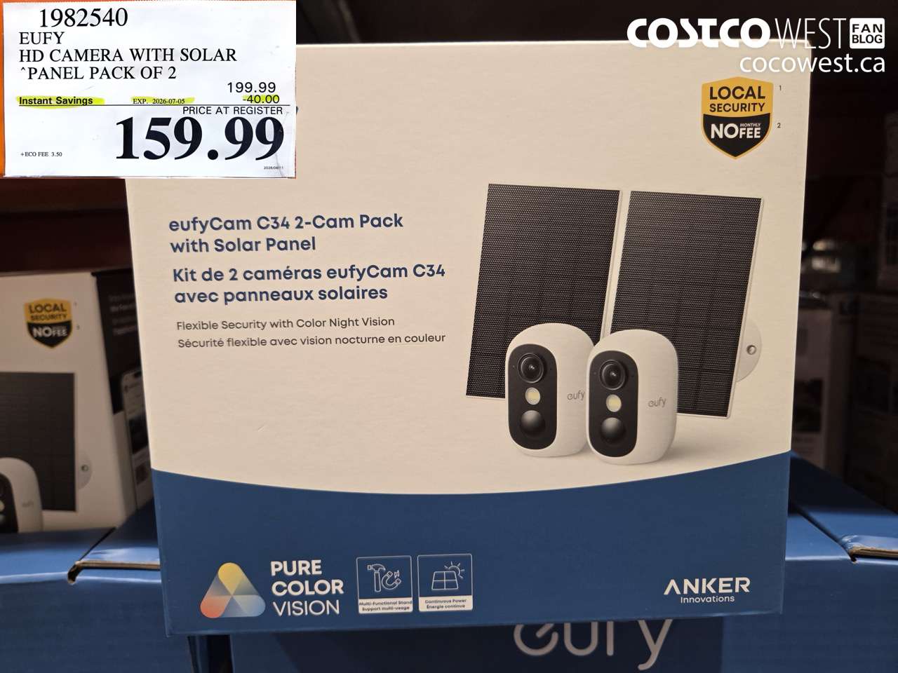 1982540 EUFY HD CAMERA WITH SOLAR PANEL PACK OF 2 ($40.00 INSTANT SAVINGS EXPIRES ON 2026-07-05) $159.99