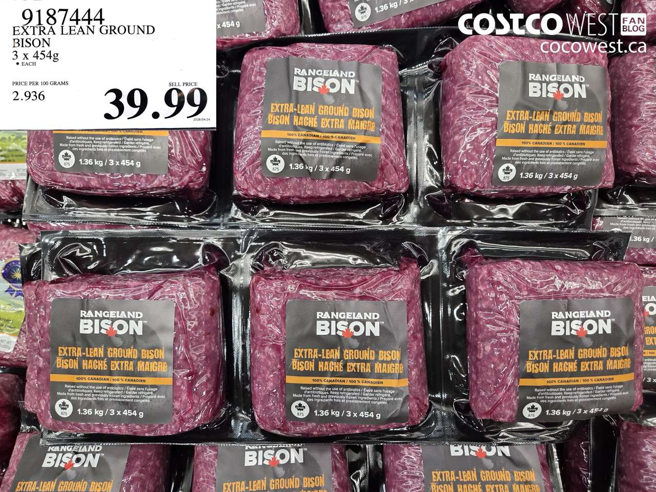 9187444 EXTRA LEAN GROUND BISON 3 X 454G $39.99