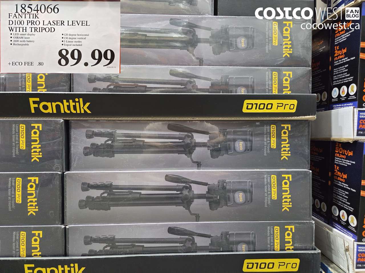 1854066 FANTTIK D100 PRO LASER LEVEL WITH TRIPOD $89.99