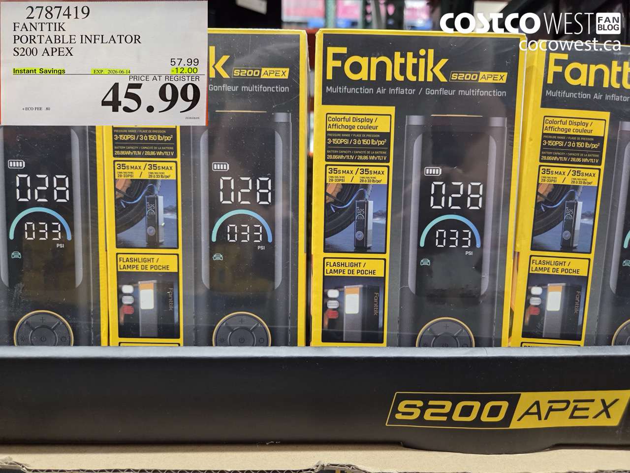 2787419 FANTTIK PORTABLE INFLATOR S200 APEX ($12.00 INSTANT SAVINGS EXPIRES ON 2026-06-14) $45.99