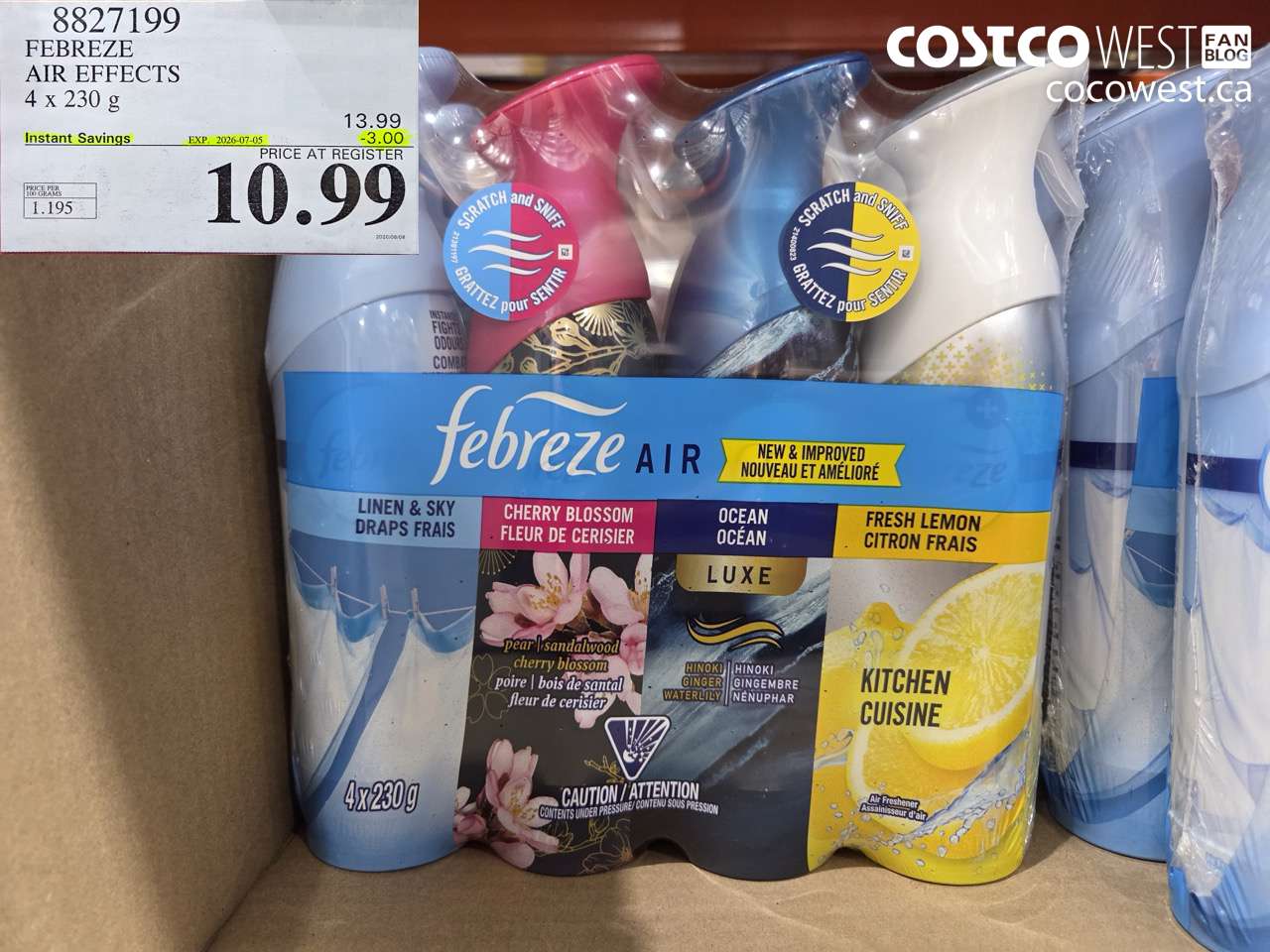 8827199 FEBREZE AIR EFFECTS 4 X 230 G ($3.00 INSTANT SAVINGS EXPIRES ON 2026-07-05) $10.99