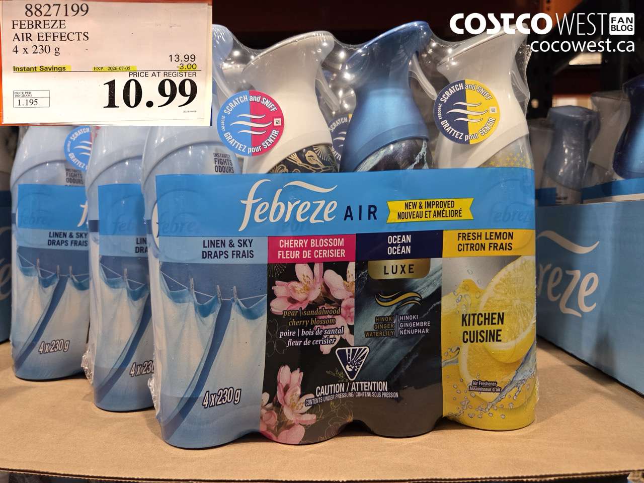 8827199 FEBREZE AIR EFFECTS 4 X 230 G ($3.00 INSTANT SAVINGS EXPIRES ON 2026-07-05) $10.99