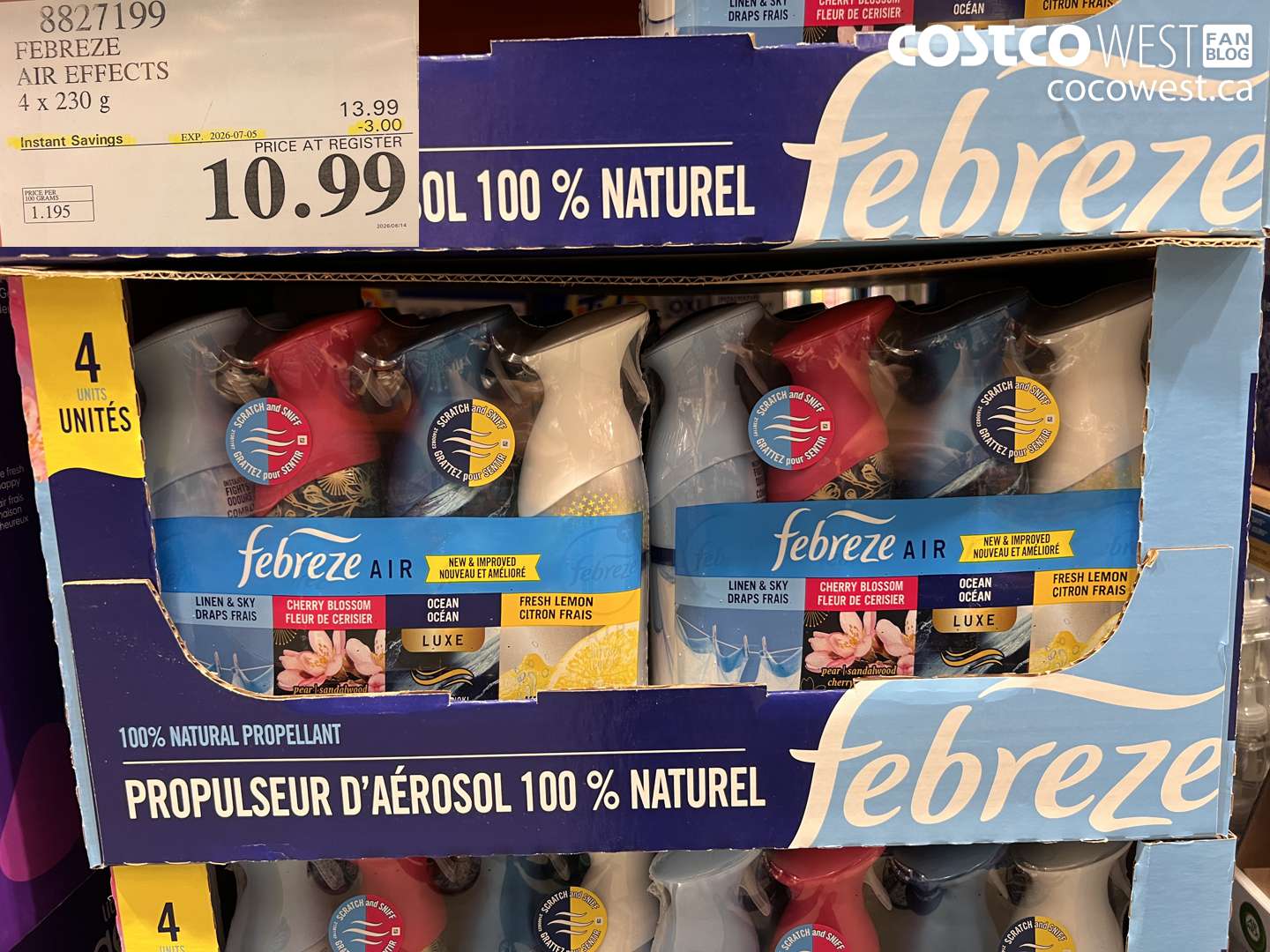 8827199 FEBREZE AIR EFFECTS 4 X 230 G ($3.00 INSTANT SAVINGS EXPIRES ON 2026-07-05) $10.99