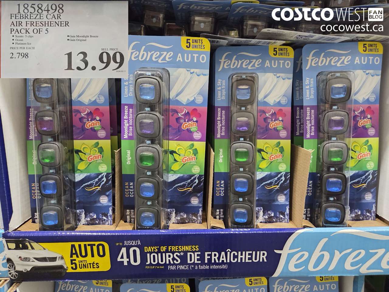 1858498 FEBREZE CAR AIR FRESHENER PACK OF 5 $13.99
