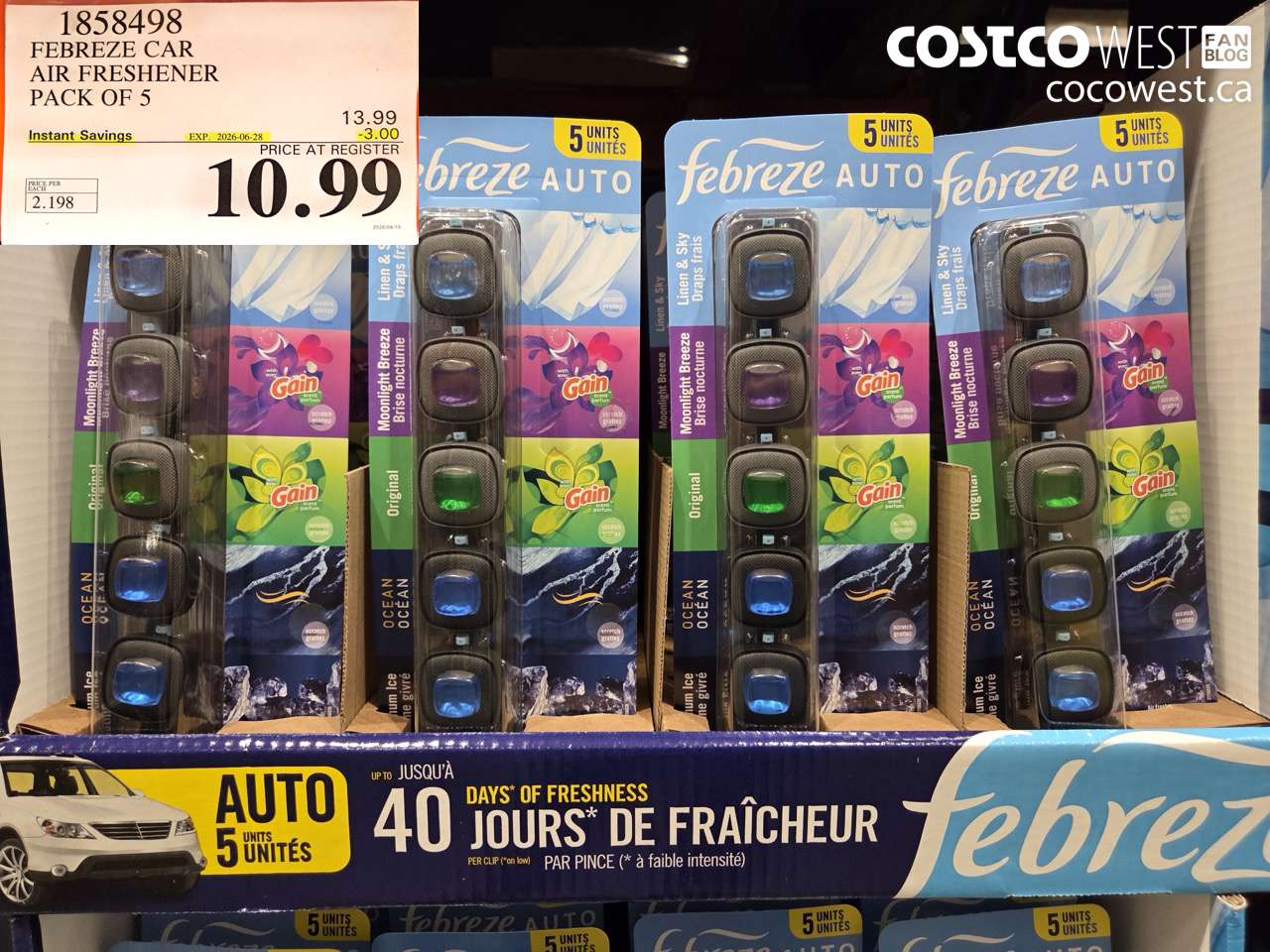 1858498 FEBREZE CAR AIR FRESHENER PACK OF 5 ($3.00 INSTANT SAVINGS EXPIRES ON 2026-06-28) $10.99
