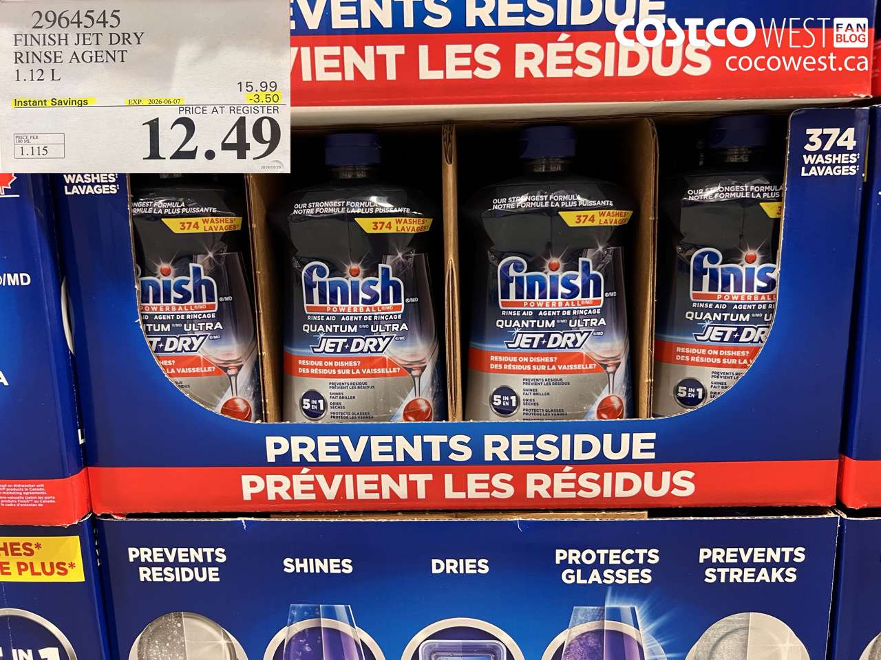 2964545 FINISH JET DRY RINSE AGENT 1.12 L ($3.50 INSTANT SAVINGS EXPIRES ON 2026-06-07) $12.49