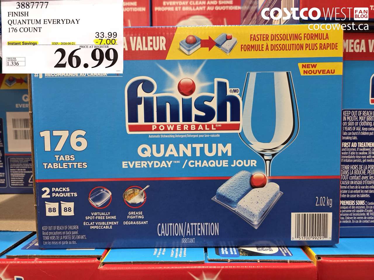 3887777 FINISH QUANTUM EVERYDAY 176 COUNT ($7.00 INSTANT SAVINGS EXPIRES ON 2026-06-21) $26.99