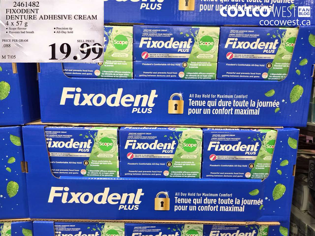 2461482 FIXODENT DENTURE ADHESIVE CREAM 4 X 57 G $19.99