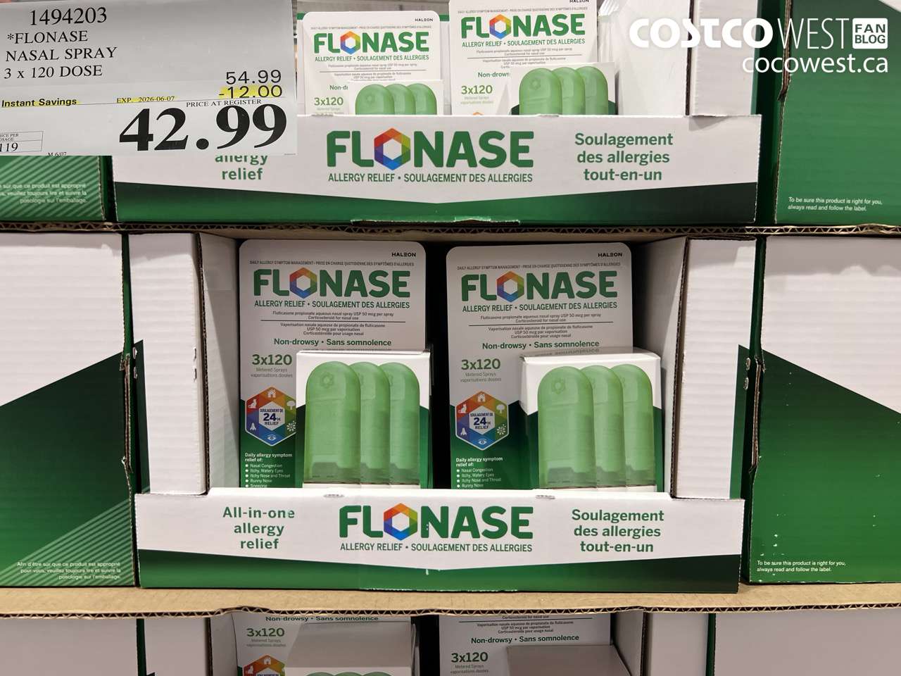 1494203 FLONASE NASAL SPRAY 3 X 120 DOSE ($12.00 INSTANT SAVINGS EXPIRES ON 2026-06-07) $42.99