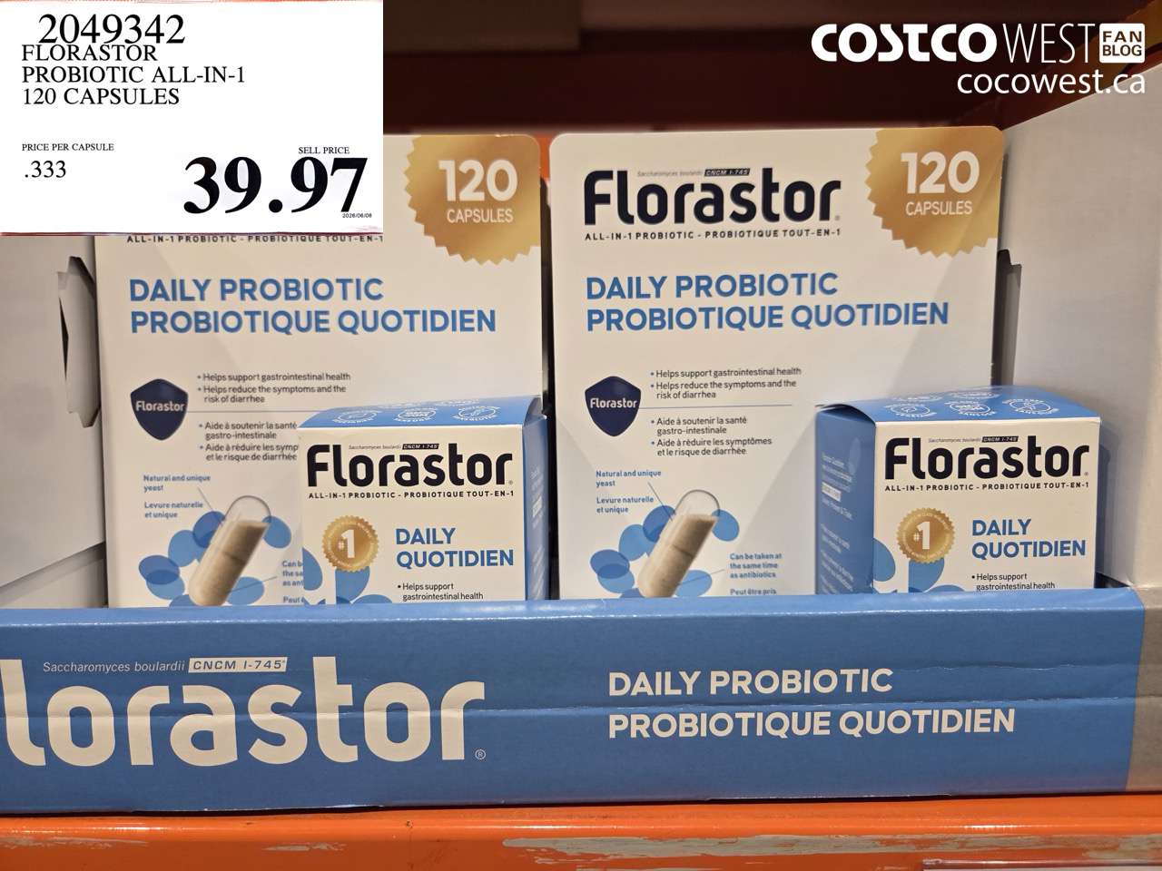 2049342 FLORASTOR PROBIOTIC ALL-IN-1 120 CAPSULES $39.97
