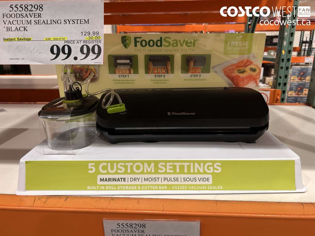 5558298 FOODSAVER VACUUM SEALING SYSTEM BLACK ($30.00 INSTANT SAVINGS EXPIRES ON 2026-07-05) $99.99