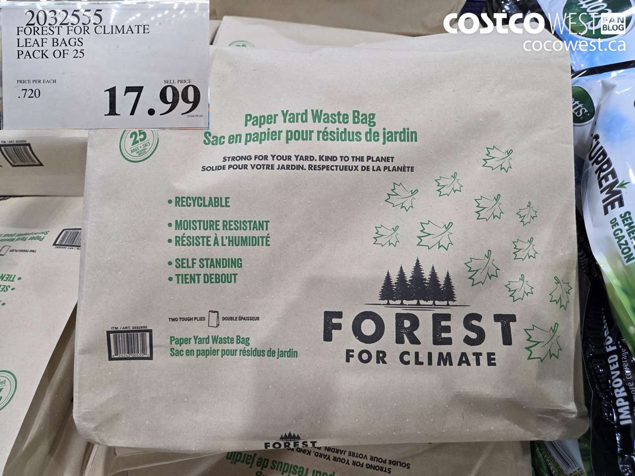 2032555 FOREST FOR CLIMATE LEAF BAGS PACK OF 25 $17.99