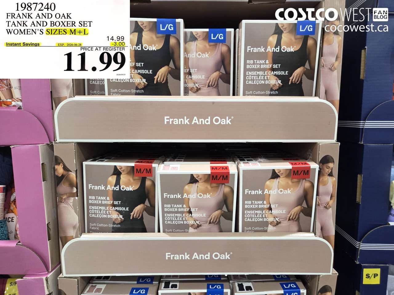 1987240 FRANK AND OAK TANK AND BOXER SET WOMEN'S SIZES M + L ($3.00 INSTANT SAVINGS EXPIRES ON 2026-06-28) $11.99