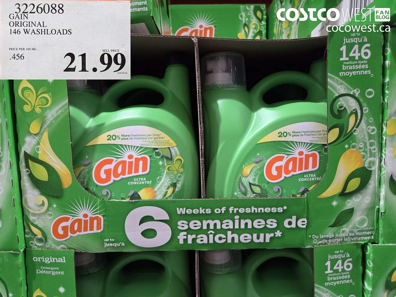 3226088 GAIN ORIGINAL 146 WASHLOADS $21.99