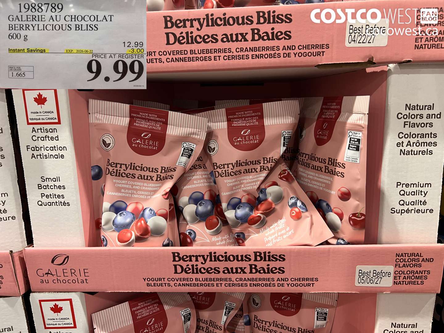 1988789 GALERIE AU CHOCOLAT BERRYLICIOUS BLISS 600 G ($3.00 INSTANT SAVINGS EXPIRES ON 2026-06-22) $9.99
