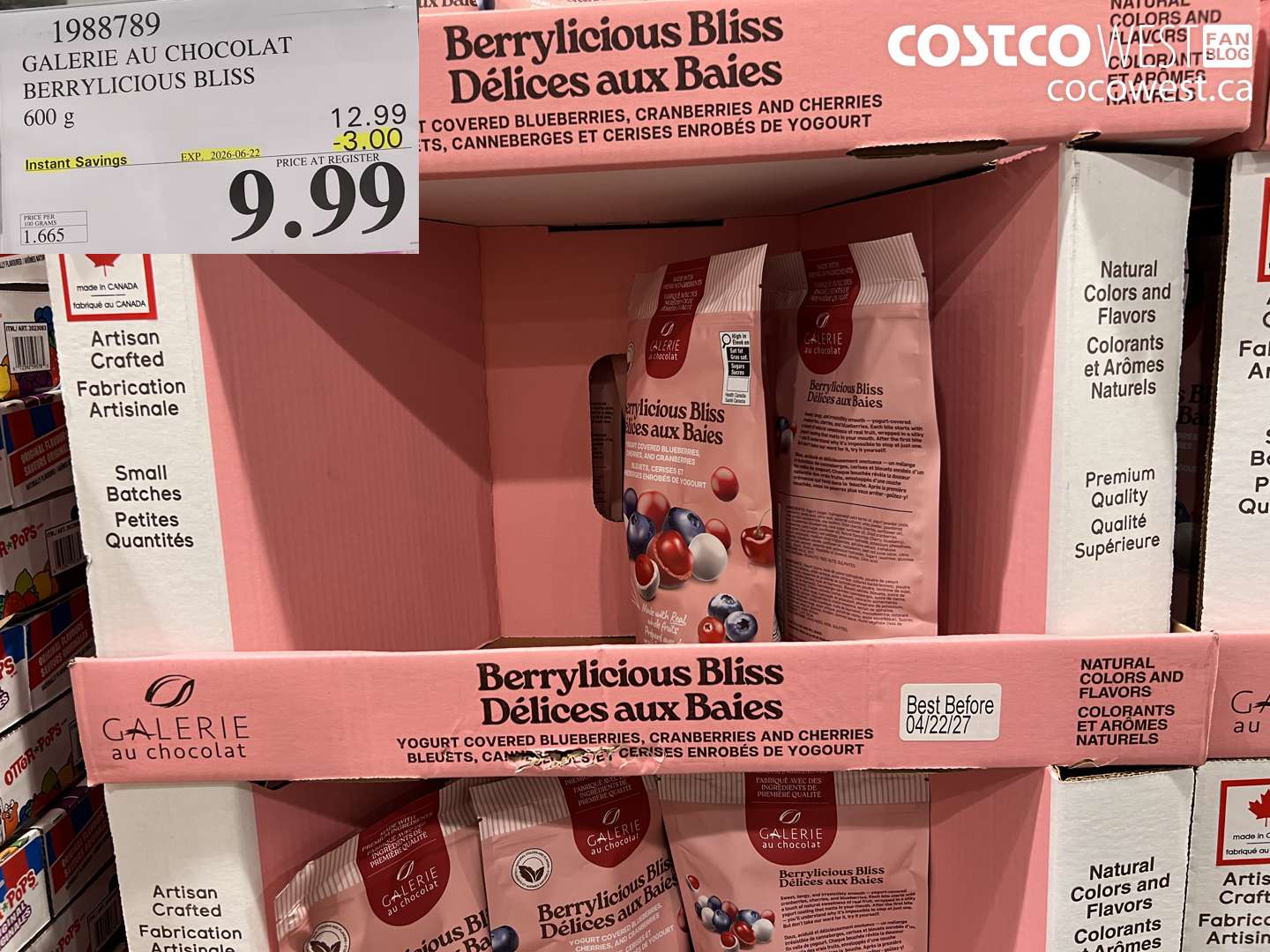 1988789 GALERIE AU CHOCOLAT BERRYLICIOUS BLISS 600 G ($3.00 INSTANT SAVINGS EXPIRES ON 2026-06-22) $9.99