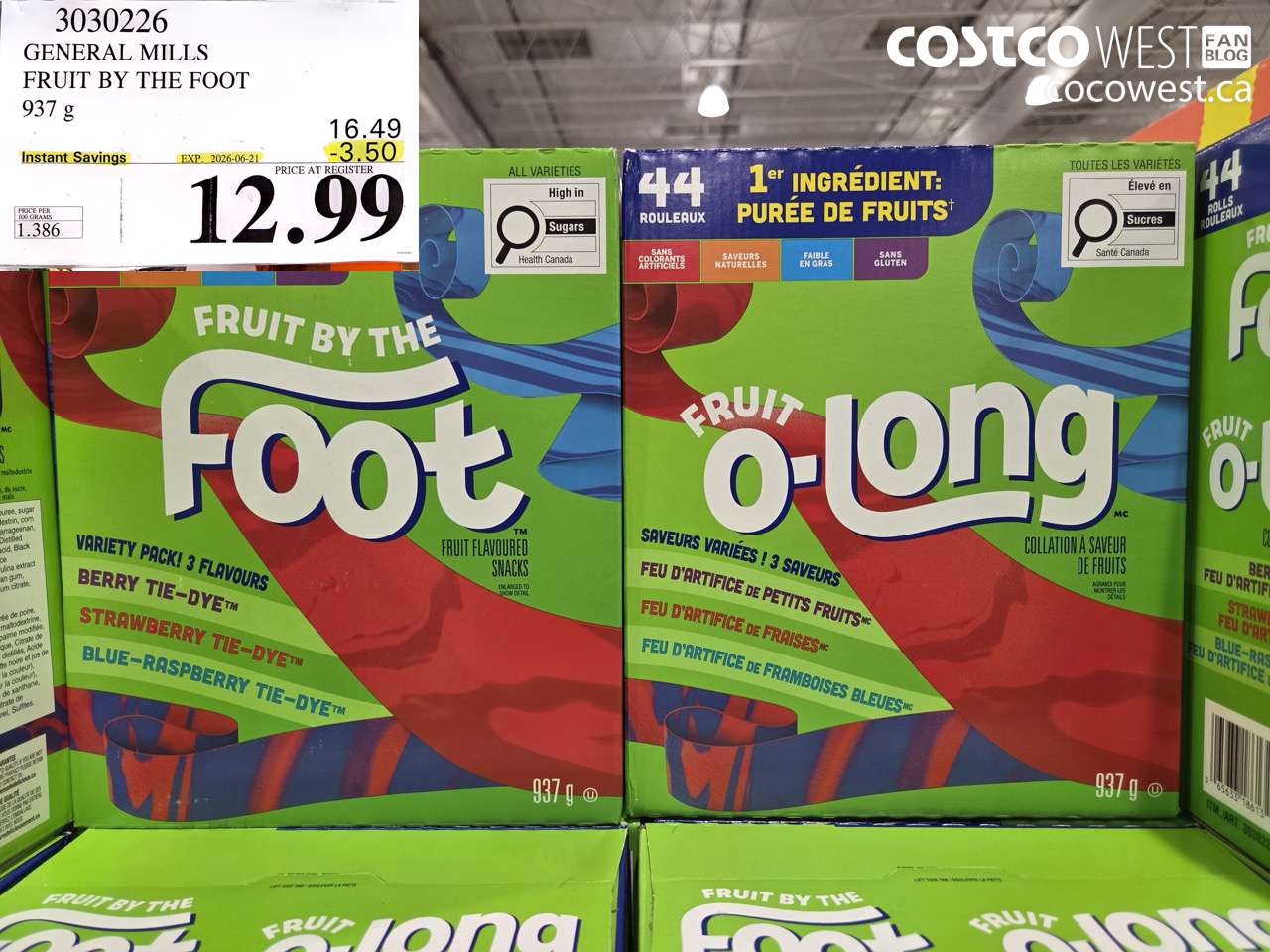 3030226 GENERAL MILLS FRUIT BY THE FOOT 937 G ($3.50 INSTANT SAVINGS EXPIRES ON 2026-06-21) $12.99