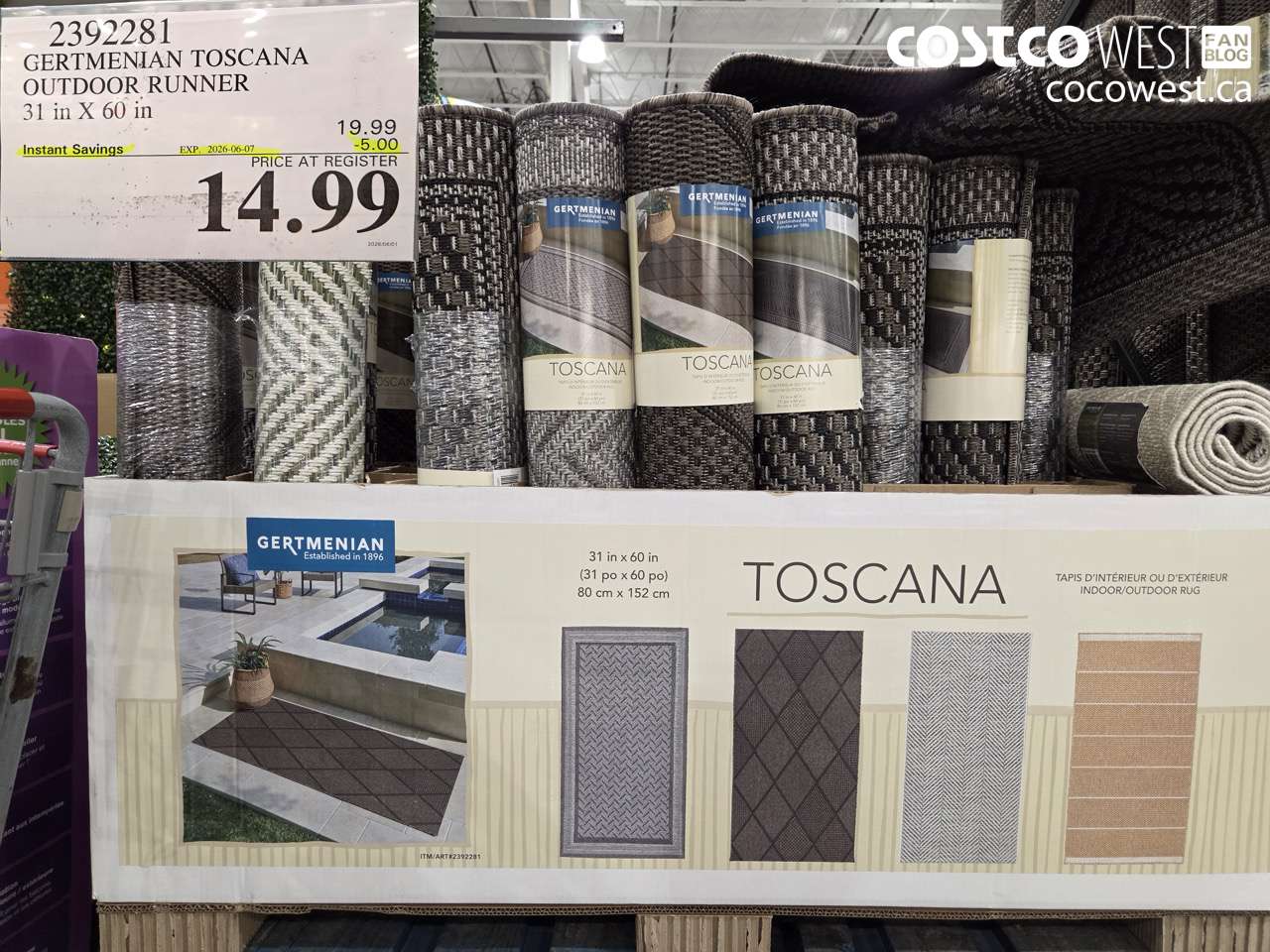 2392281 GERTMENIAN TOSCANA OUTDOOR RUNNER 31 IN X 60 IN ($5.00 INSTANT SAVINGS EXPIRES ON 2026-06-07) $14.99