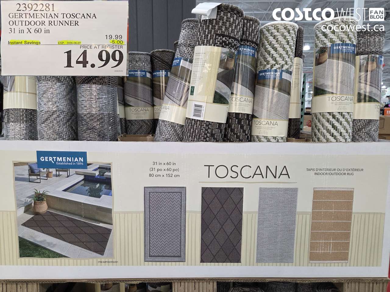 2392281 GERTMENIAN TOSCANA OUTDOOR RUNNER 31 IN X 60 IN ($5.00 INSTANT SAVINGS EXPIRES ON 2026-06-07) $14.99