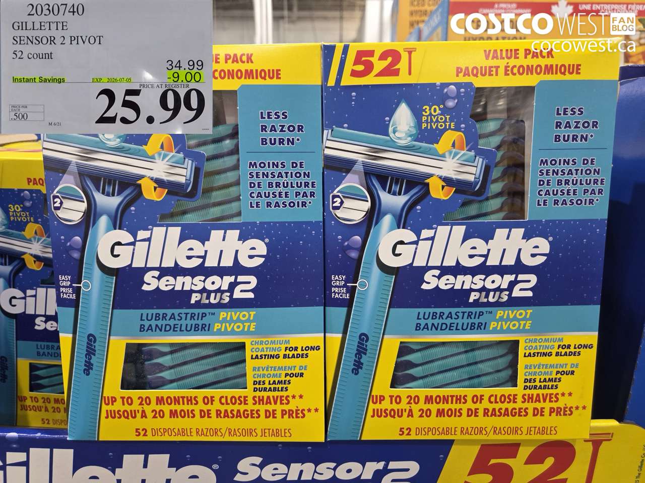 2030740 GILLETTE SENSOR 2 PIVOT 52 COUNT ($9.00 INSTANT SAVINGS EXPIRES ON 2026-07-05) $25.99