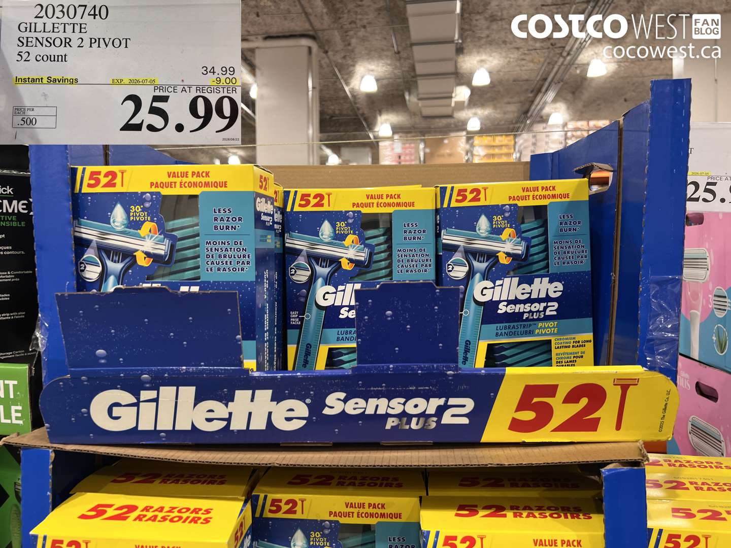 2030740 GILLETTE SENSOR 2 PIVOT 52 COUNT ($9.00 INSTANT SAVINGS EXPIRES ON 2026-07-05) $25.99