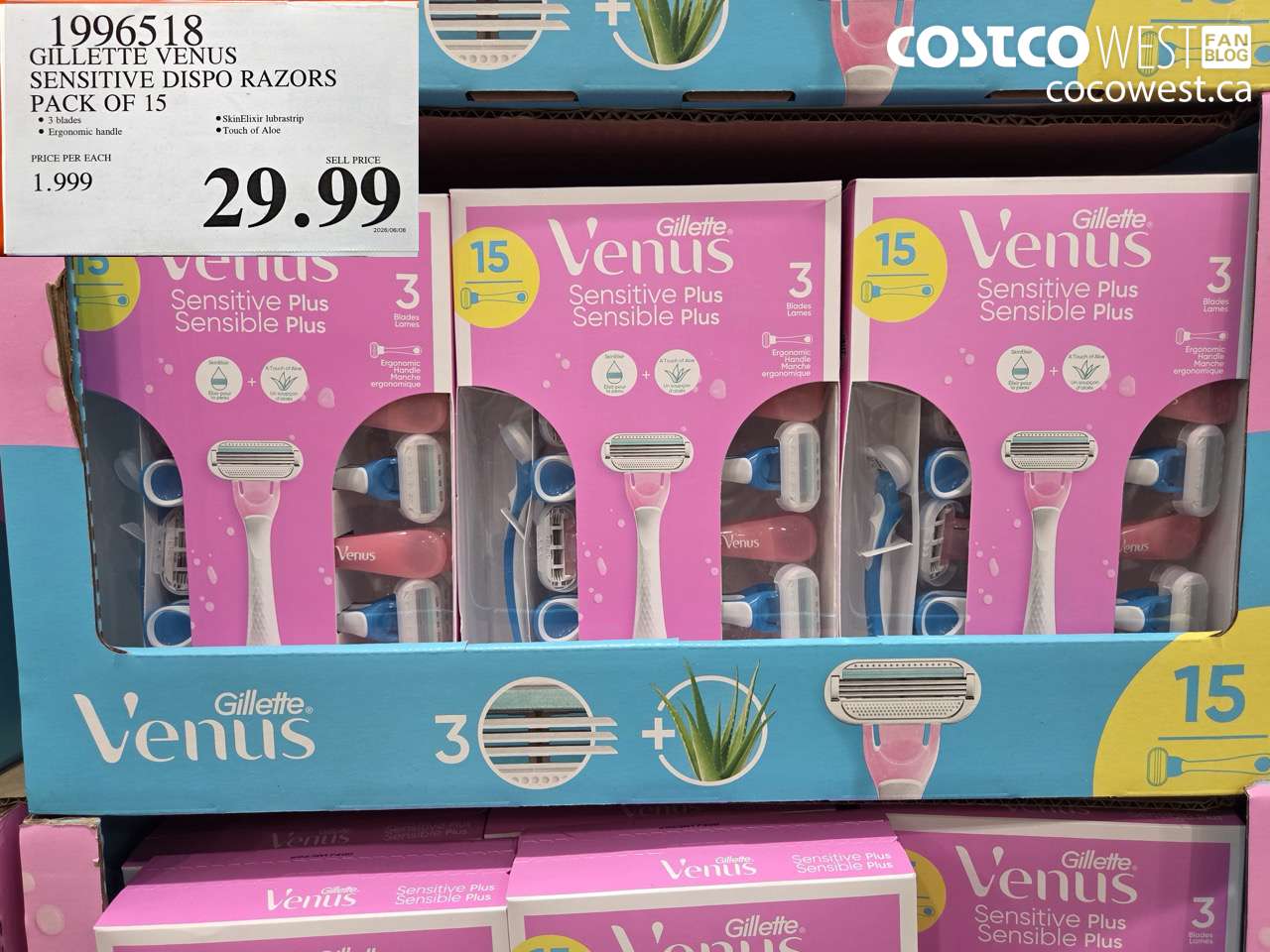 1996518 GILLETTE VENUS SENSITIVE DISPO RAZORS PACK OF 15 $29.99
