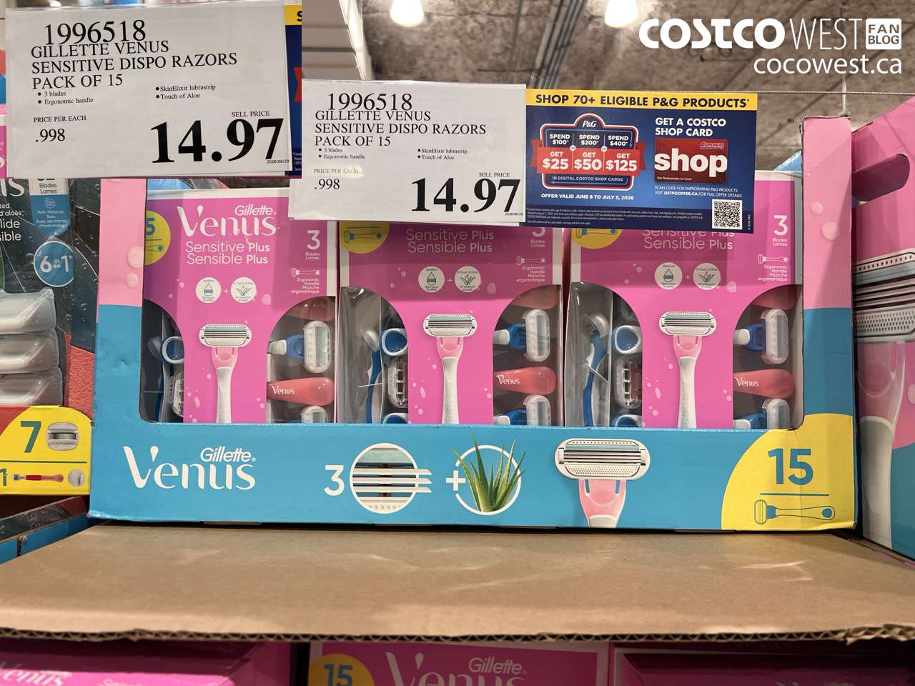 1996518 GILLETTE VENUS SENSITIVE DISPO RAZORS PACK OF 15 $14.97
