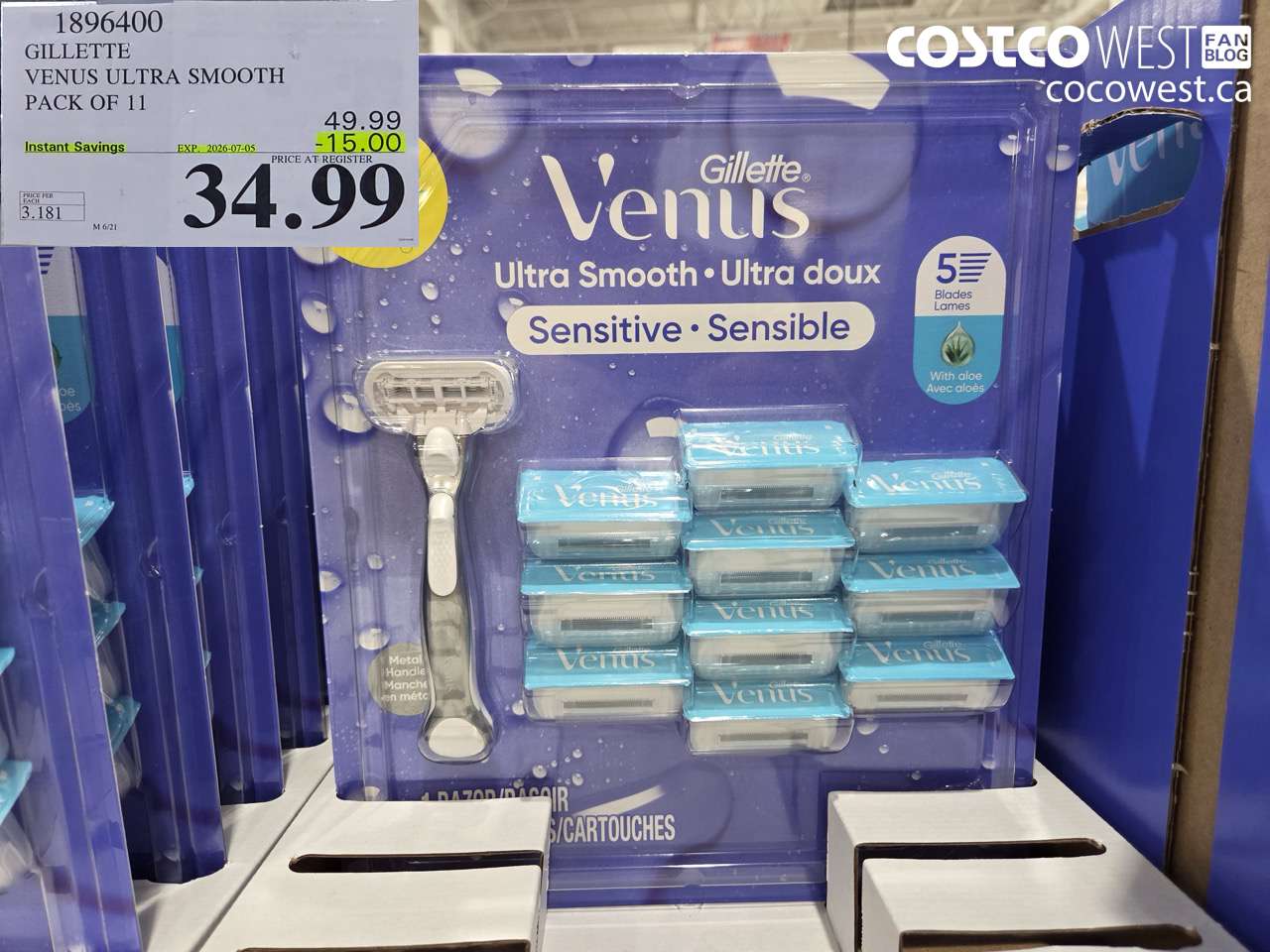 1896400 GILLETTE VENUS ULTRA SMOOTH PACK OF 11 ($15.00 INSTANT SAVINGS EXPIRES ON 2026-07-05) $34.99
