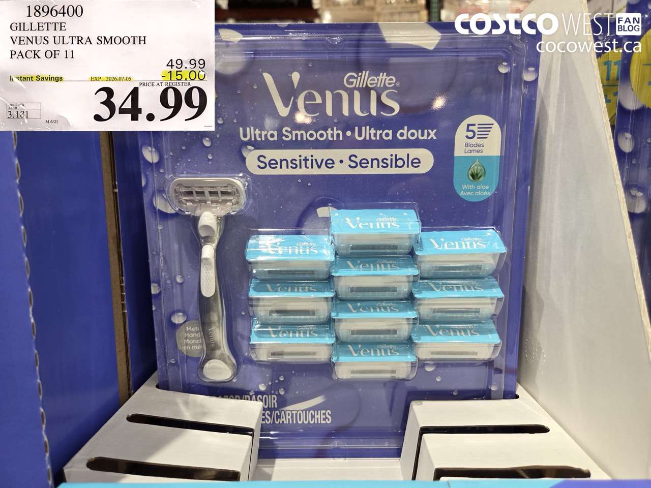 1896400 GILLETTE VENUS ULTRA SMOOTH PACK OF 11 ($15.00 INSTANT SAVINGS EXPIRES ON 2026-07-05) $34.99