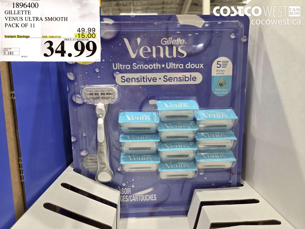 1896400 GILLETTE VENUS ULTRA SMOOTH PACK OF 11 ($15.00 INSTANT SAVINGS EXPIRES ON 2026-07-05) $34.99
