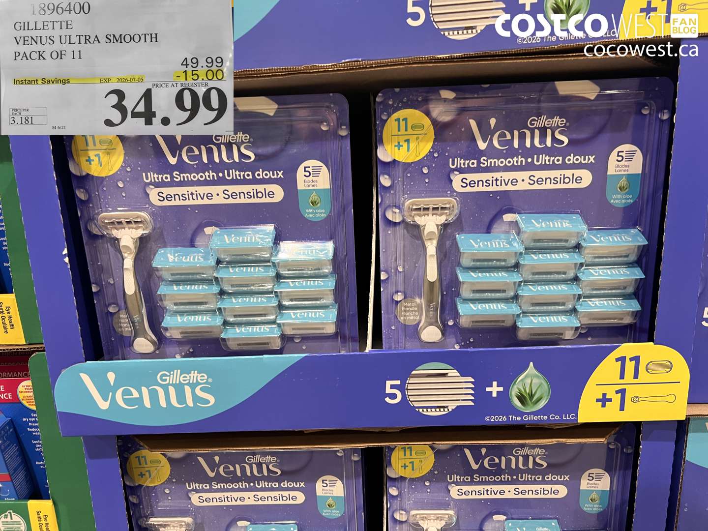 1896400 GILLETTE VENUS ULTRA SMOOTH PACK OF 11 ($15.00 INSTANT SAVINGS EXPIRES ON 2026-07-05) $34.99