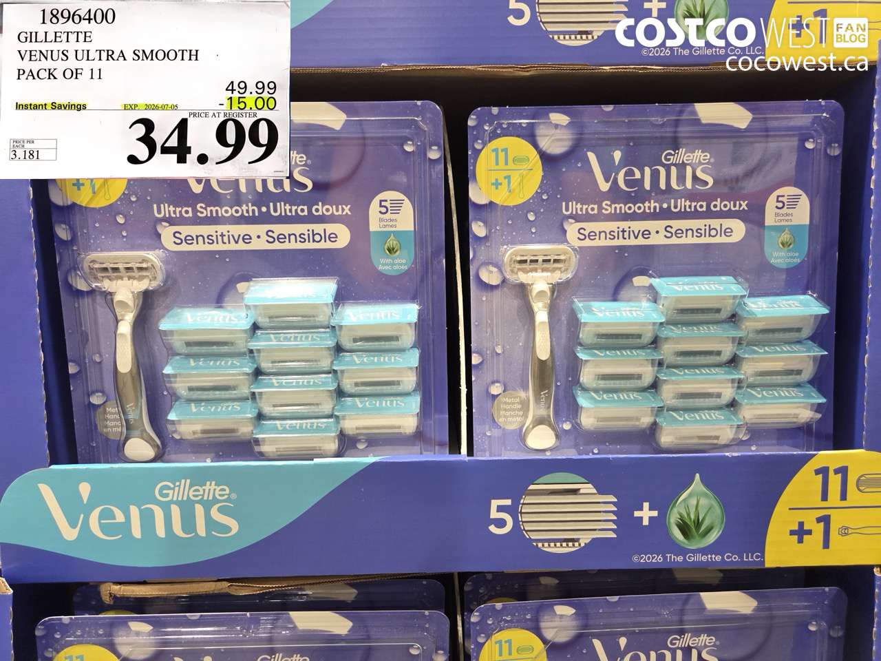 1896400 GILLETTE VENUS ULTRA SMOOTH PACK OF 11 ($15.00 INSTANT SAVINGS EXPIRES ON 2026-07-05) $34.99