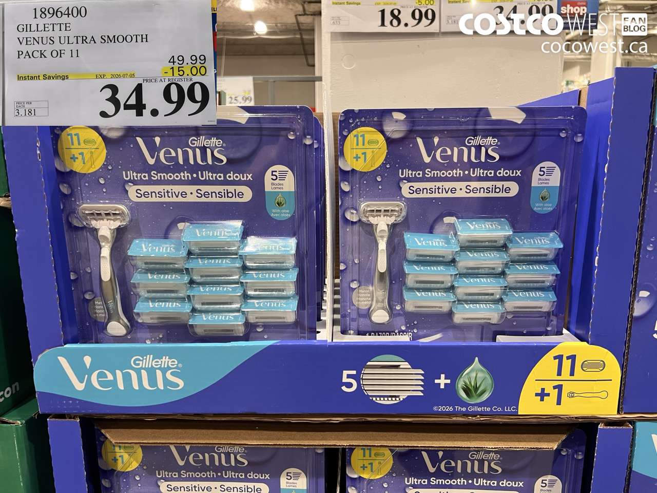 1896400 GILLETTE VENUS ULTRA SMOOTH PACK OF 11 ($15.00 INSTANT SAVINGS EXPIRES ON 2026-07-05) $34.99