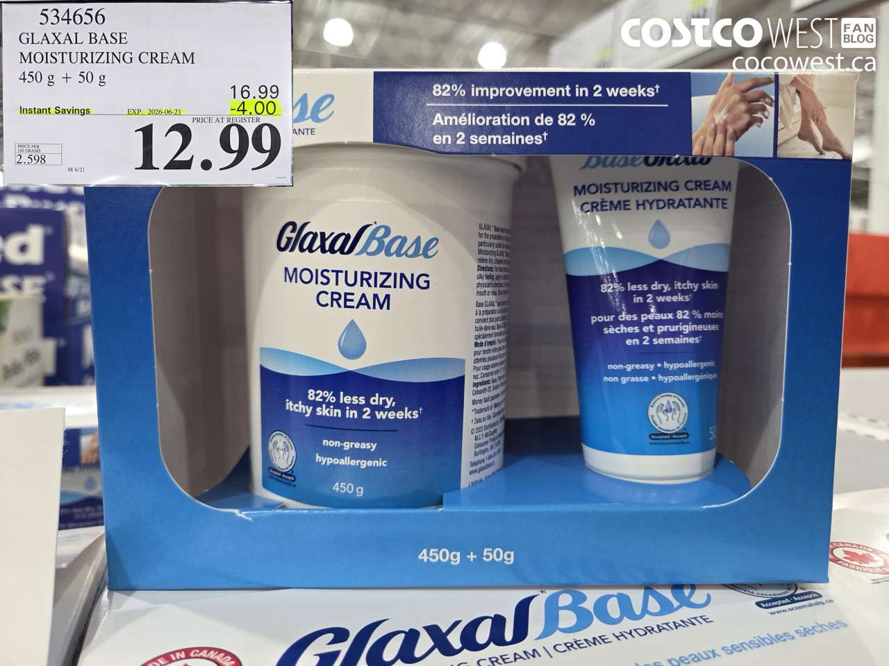 534656 GLAXAL BASE MOISTURIZING CREAM 450 G + 50 G ($4.00 INSTANT SAVINGS EXPIRES ON 2026-06-21) $12.99