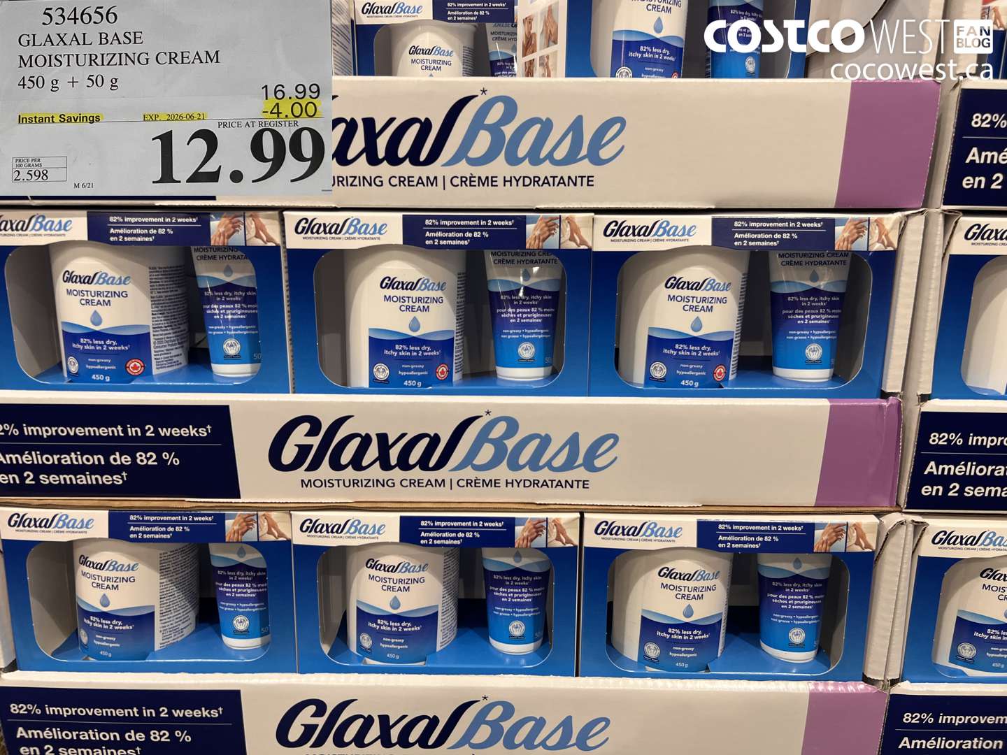 534656 GLAXAL BASE MOISTURIZING CREAM 450 G + 50 G ($4.00 INSTANT SAVINGS EXPIRES ON 2026-06-21) $12.99