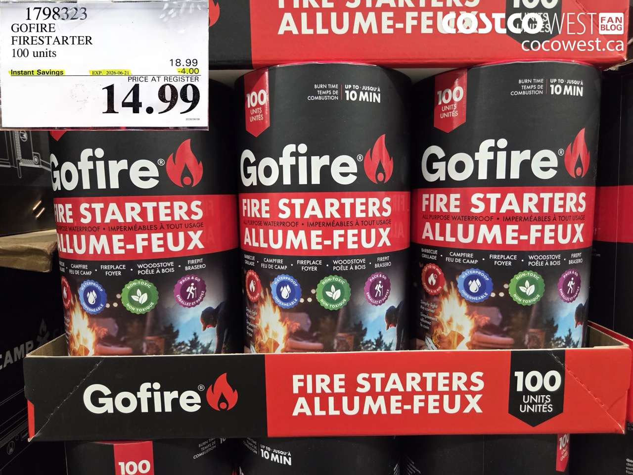 1798323 GOFIRE FIRESTARTER 100 UNITS ($4.00 INSTANT SAVINGS EXPIRES ON 2026-06-21) $14.99