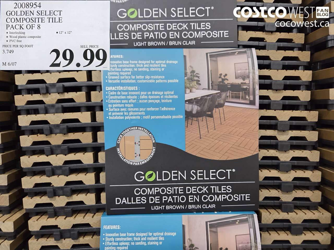 2008954 GOLDEN SELECT COMPOSITE TILE PACK OF 8 $29.99