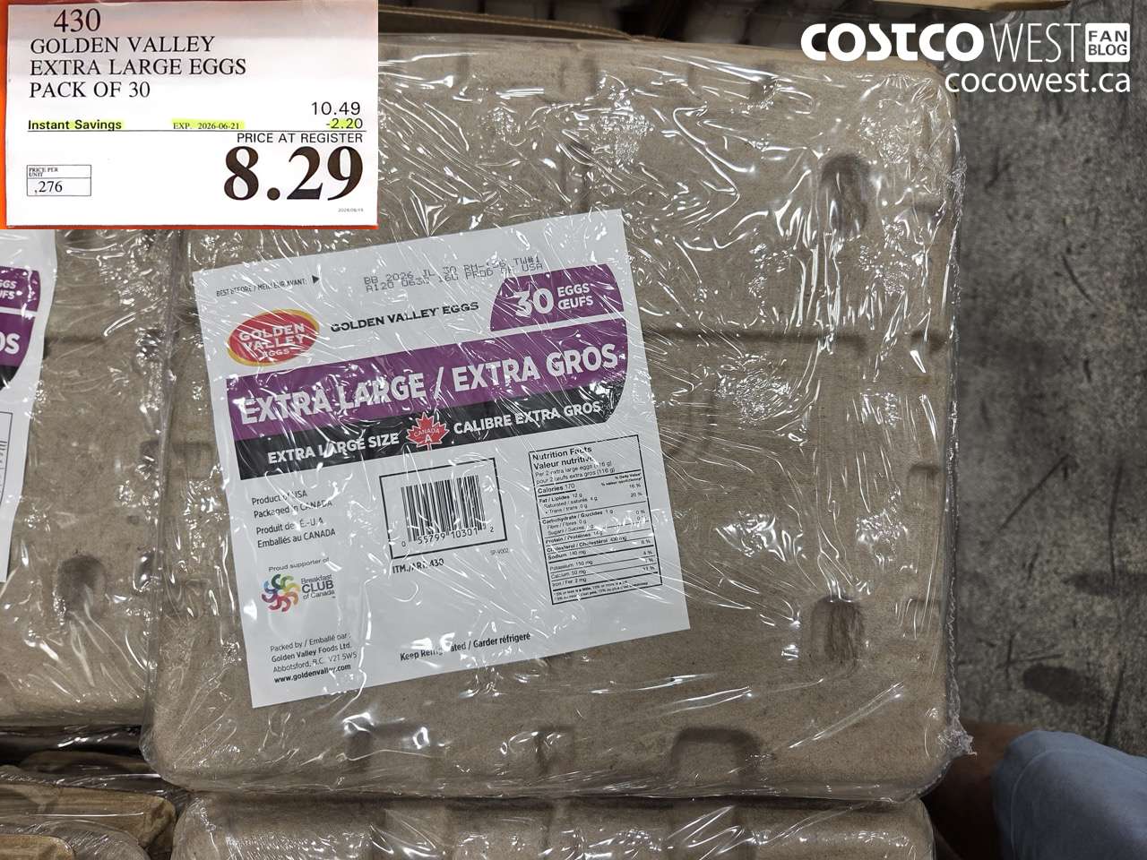 430 GOLDEN VALLEY EXTRA LARGE EGGS PACK OF 30 ($2.20 INSTANT SAVINGS EXPIRES ON 2026-06-21) $8.29