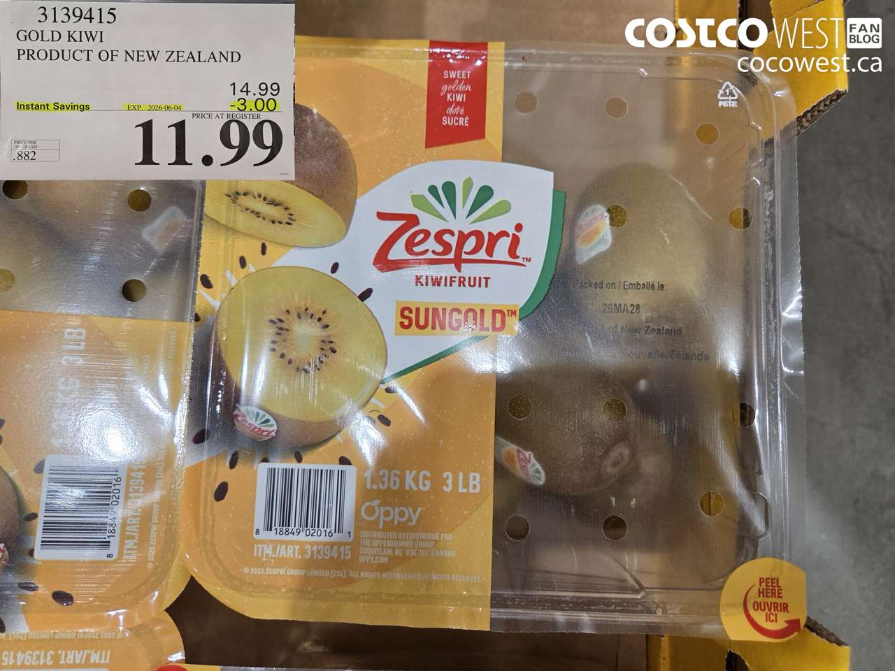 3139415 GOLD KIWI PRODUCT OF NEW ZEALAND ($3.00 INSTANT SAVINGS EXPIRES ON 2026-06-04) $11.99