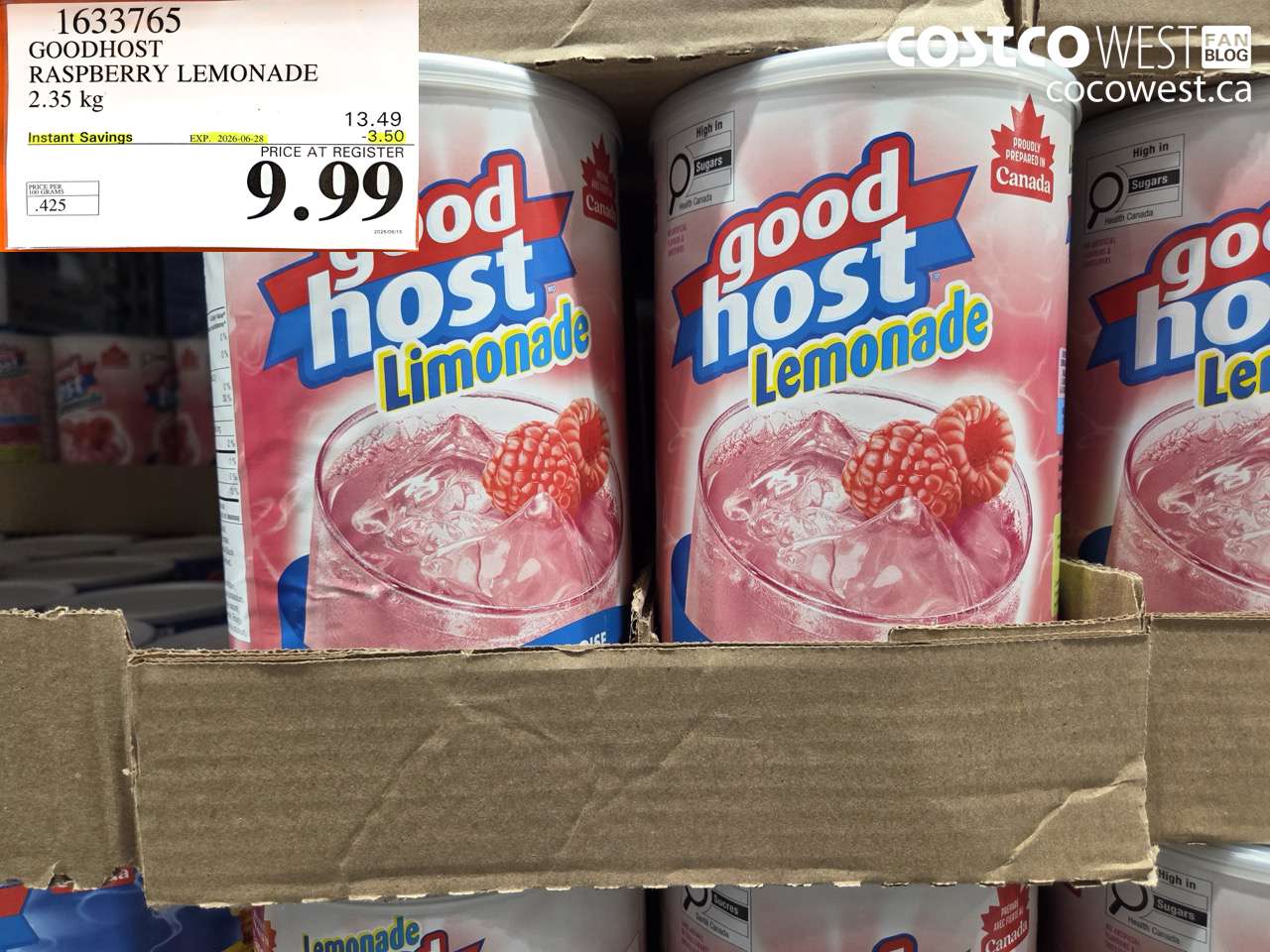 1633765 GOODHOST RASPBERRY LEMONADE 2.35 KG ($3.50 INSTANT SAVINGS EXPIRES ON 2026-06-28) $9.99