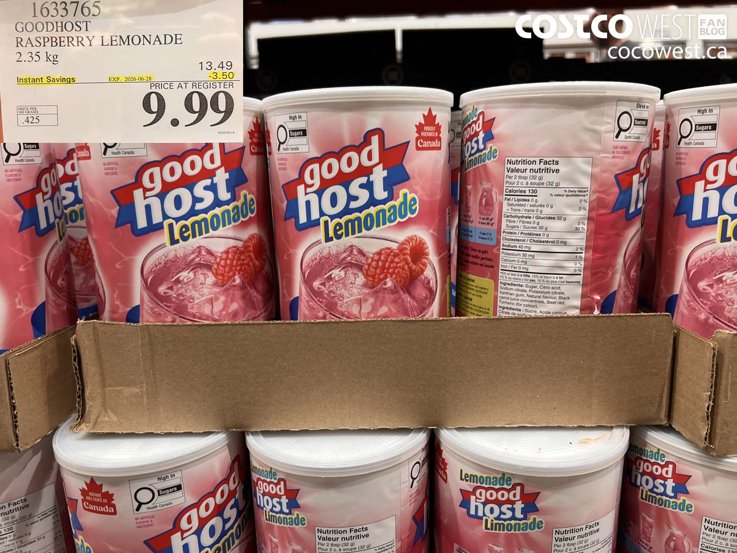 1633765 GOODHOST RASPBERRY LEMONADE 2.35 KG ($3.50 INSTANT SAVINGS EXPIRES ON 2026-06-28) $9.99