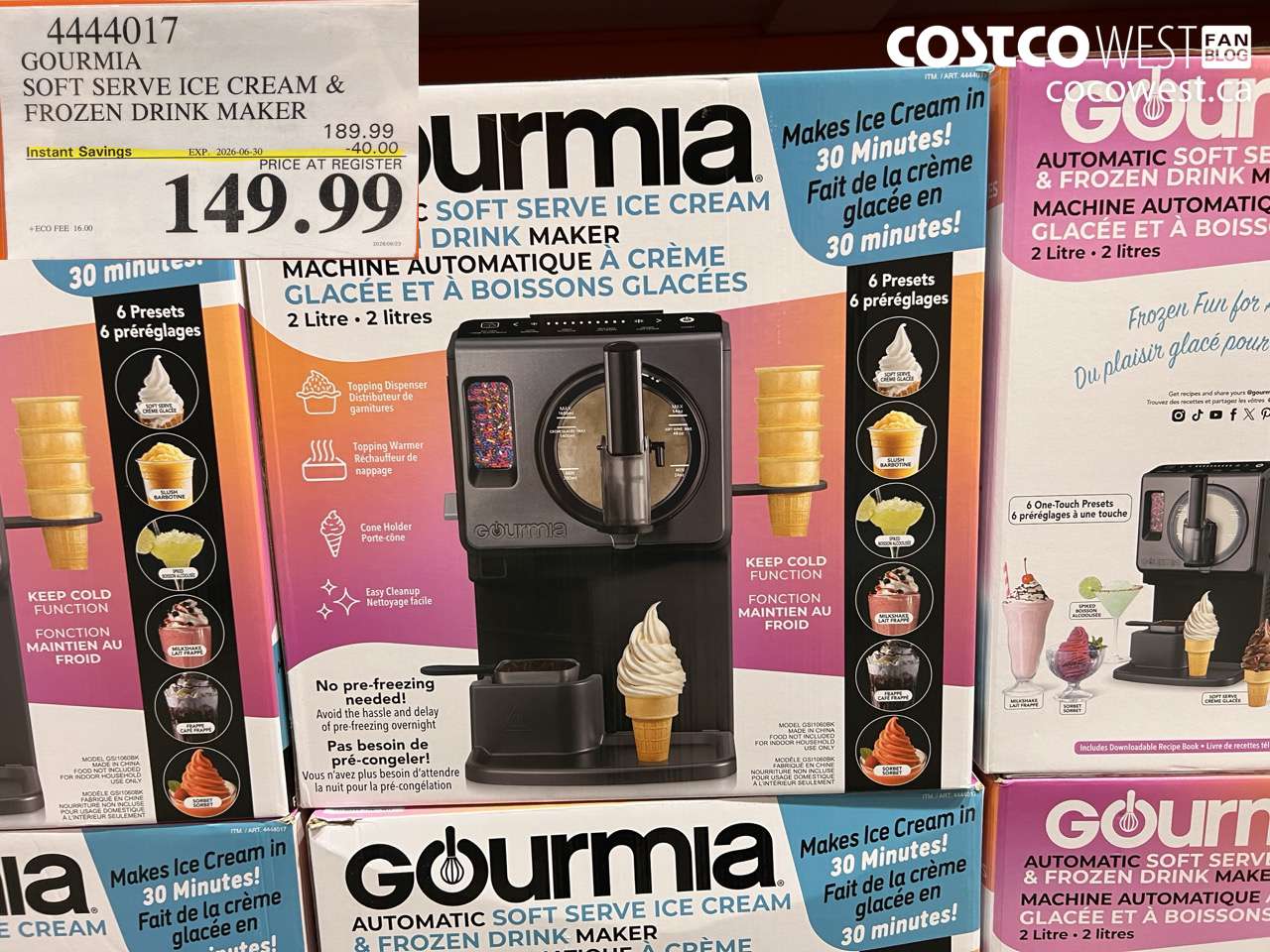4444017 GOURMIA SOFT SERVE ICE CREAM & FROZEN DRINK MAKER ($40.00 INSTANT SAVINGS EXPIRES ON 2026-06-30) $149.99