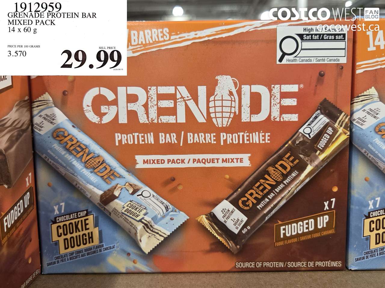 1912959 GRENADE PROTEIN BAR MIXED PACK 14 X 60 G $29.99