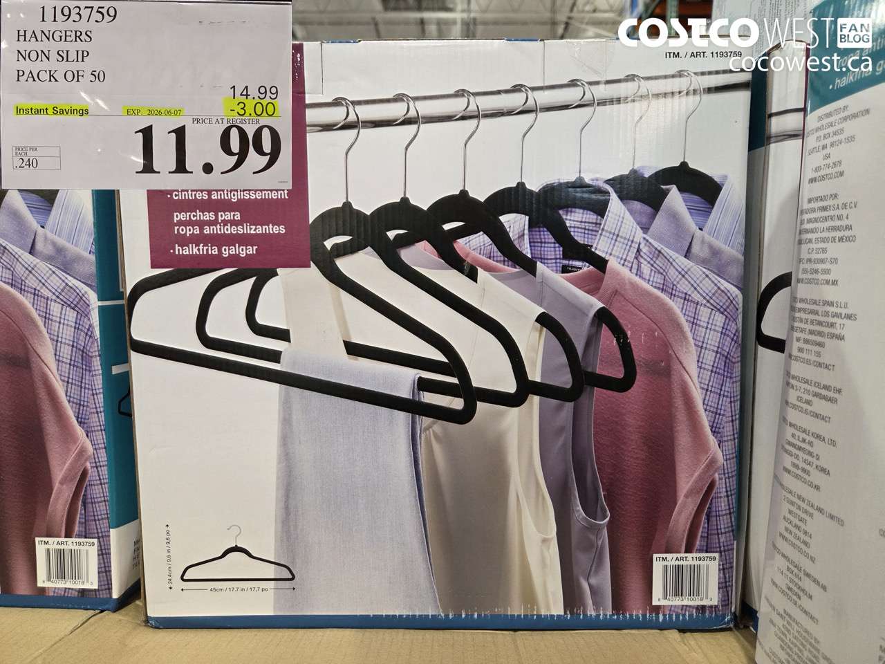 1193759 HANGERS NON SLIP PACK OF 50 ($3.00 INSTANT SAVINGS EXPIRES ON 2026-06-07) $11.99