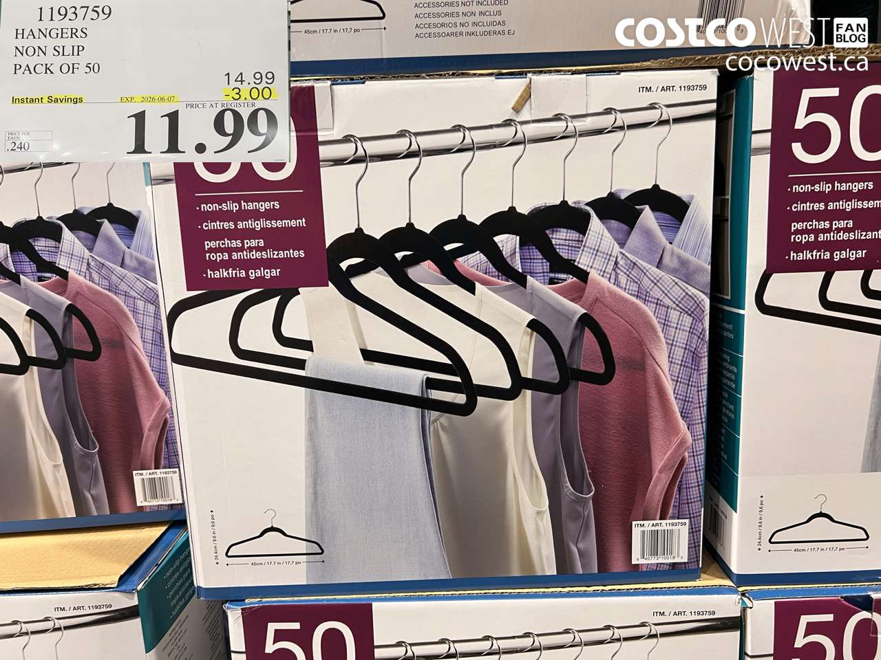 1193759 HANGERS NON SLIP PACK OF 50 ($3.00 INSTANT SAVINGS EXPIRES ON 2026-06-07) $11.99