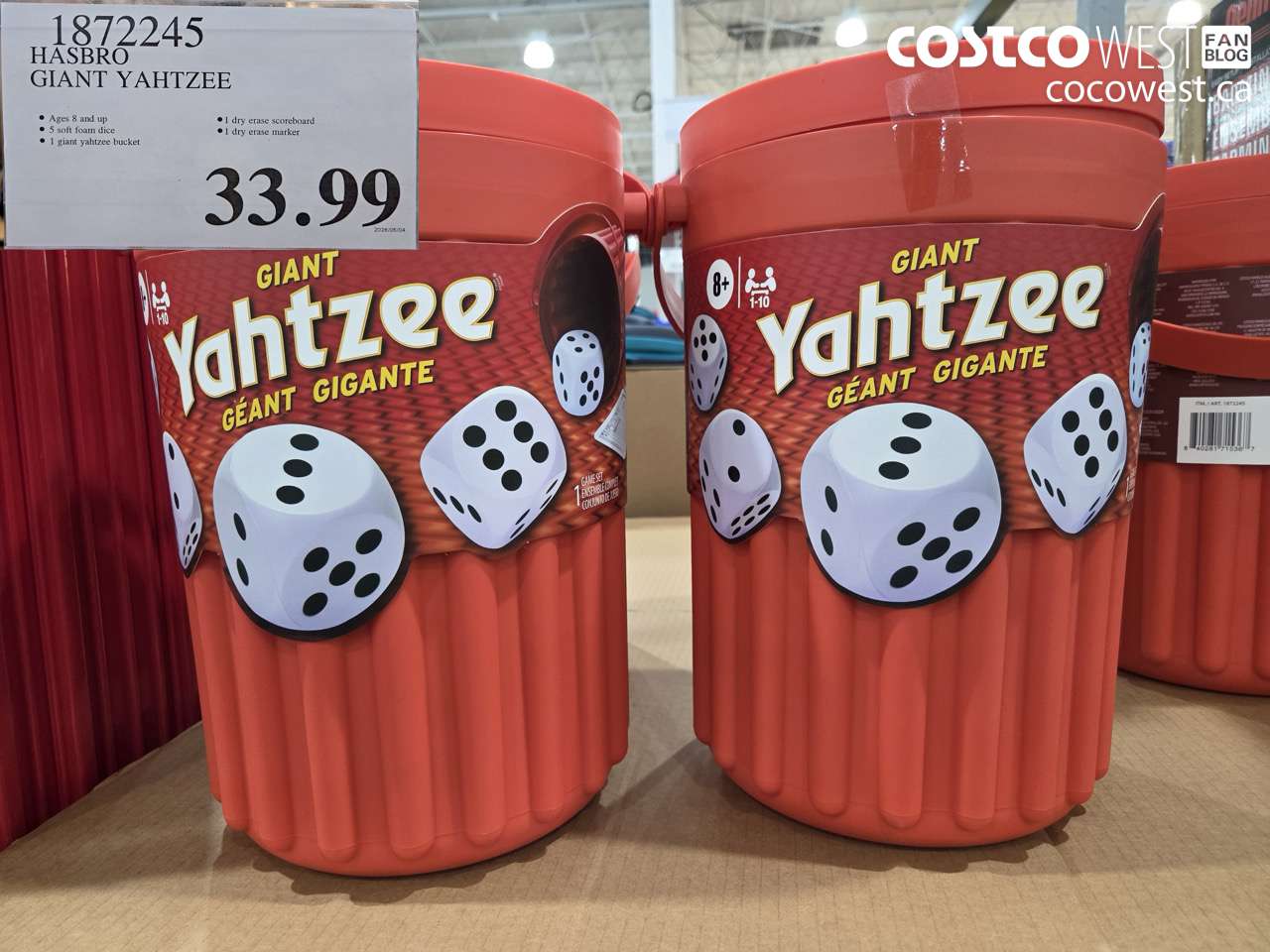 1872245 HASBRO GIANT YAHTZEE $33.99