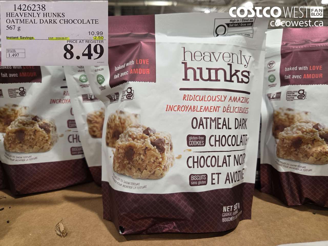 1426238 HEAVENLY HUNKS OATMEAL DARK CHOCOLATE 567 G ($2.50 INSTANT SAVINGS EXPIRES ON 2026-06-07) $8.49